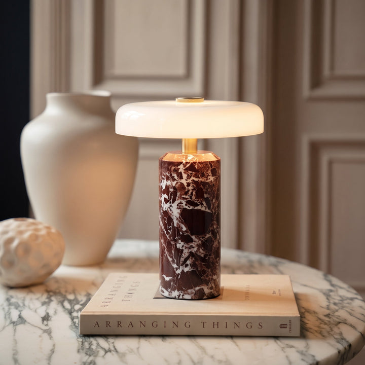 Draadloze Tafellamp met Marmer en Glas